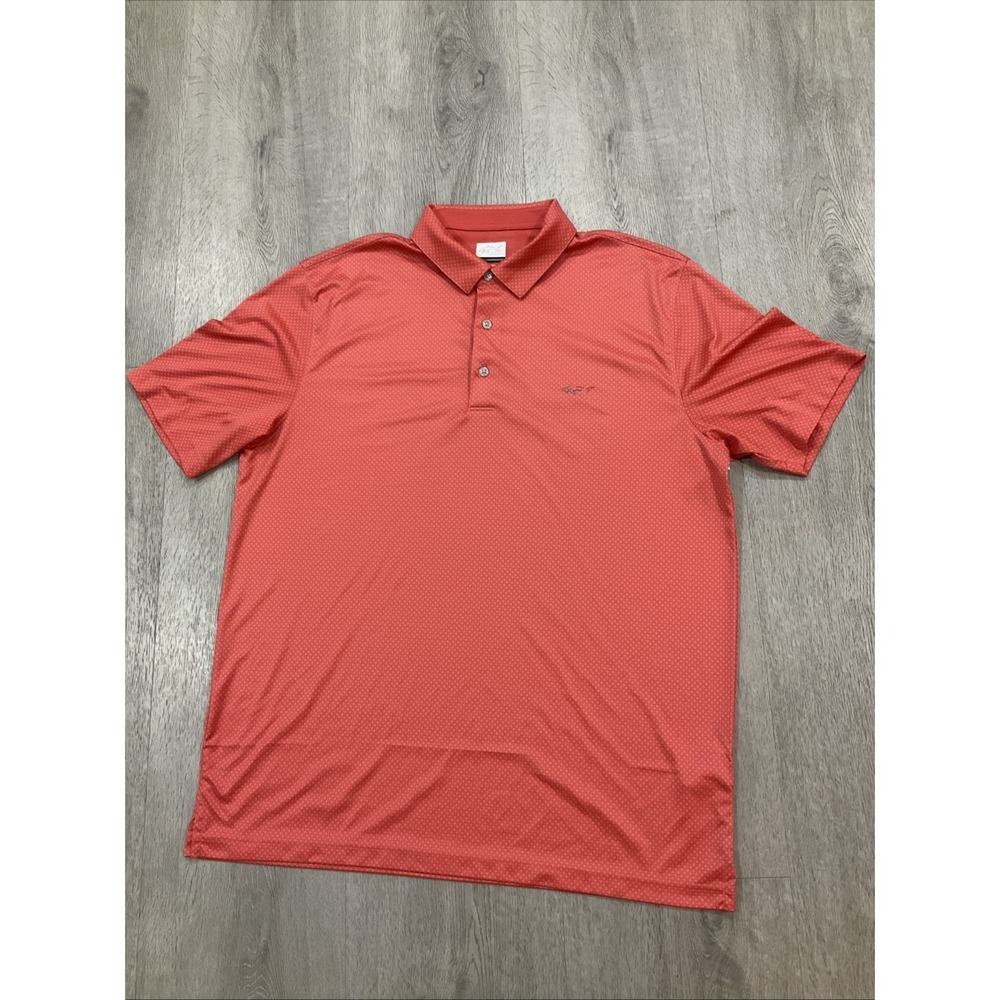 Greg Norman Play Dry Coral Polo Shirt Dot- Red XL Golf